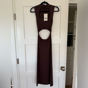Zara | Dresses | Nwt Zara Brown Cut Out Maxi Dress Womens S | Poshmark